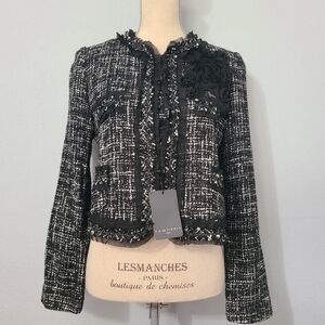 DDMorris Paris Black Tweed Women's Blazer/ Jacket NWT Size 44/Small‎